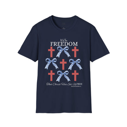 4TH Of July Freedom Bow Cross Patriotic T-Shirt