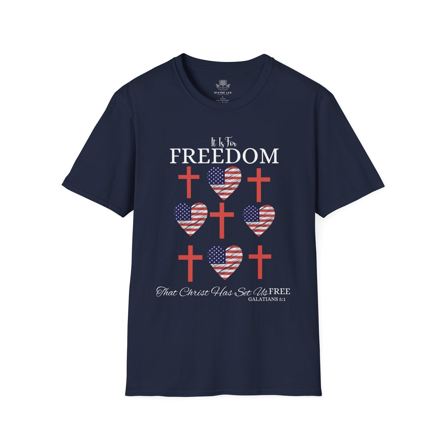 4TH Of July Freedom Bow Cross Heart Patriotic T-Shirt