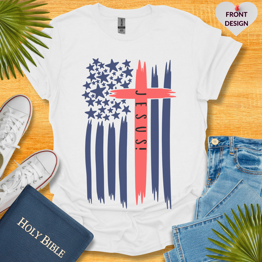 4TH Of July Jesus Flag Cross Patriotic T-Shirt