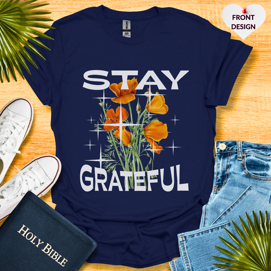 Stay Grateful Floral T-Shirt