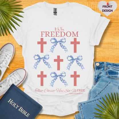 4TH Of July Freedom Bow Cross Patriotic T-Shirt