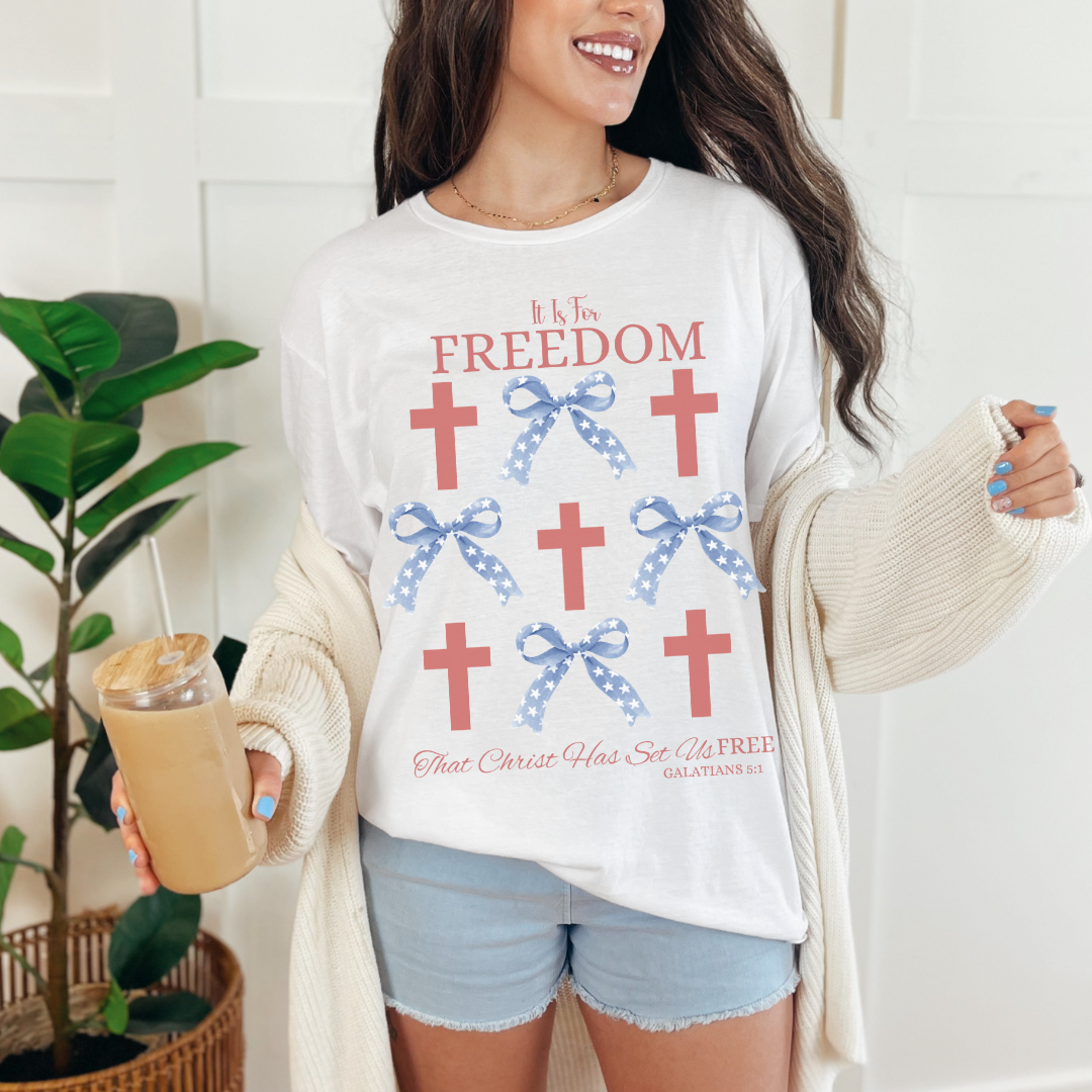 4TH Of July Freedom Bow Cross Patriotic T-Shirt