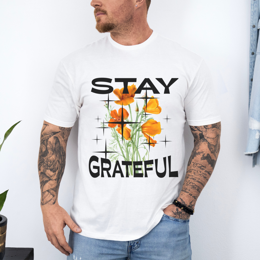 Stay Grateful Floral T-Shirt