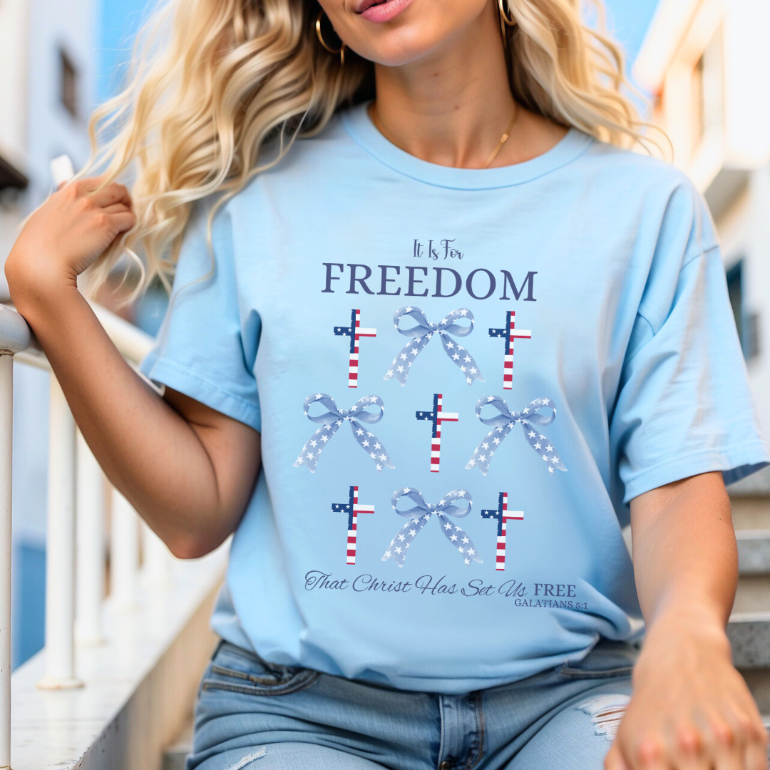 4TH Of July Freedom Bow Cross Patriotic T-Shirt