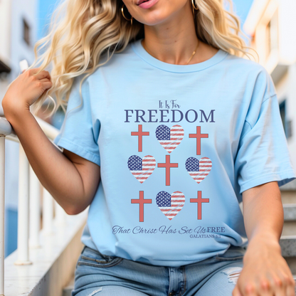 4TH Of July Freedom Bow Cross Heart Patriotic T-Shirt