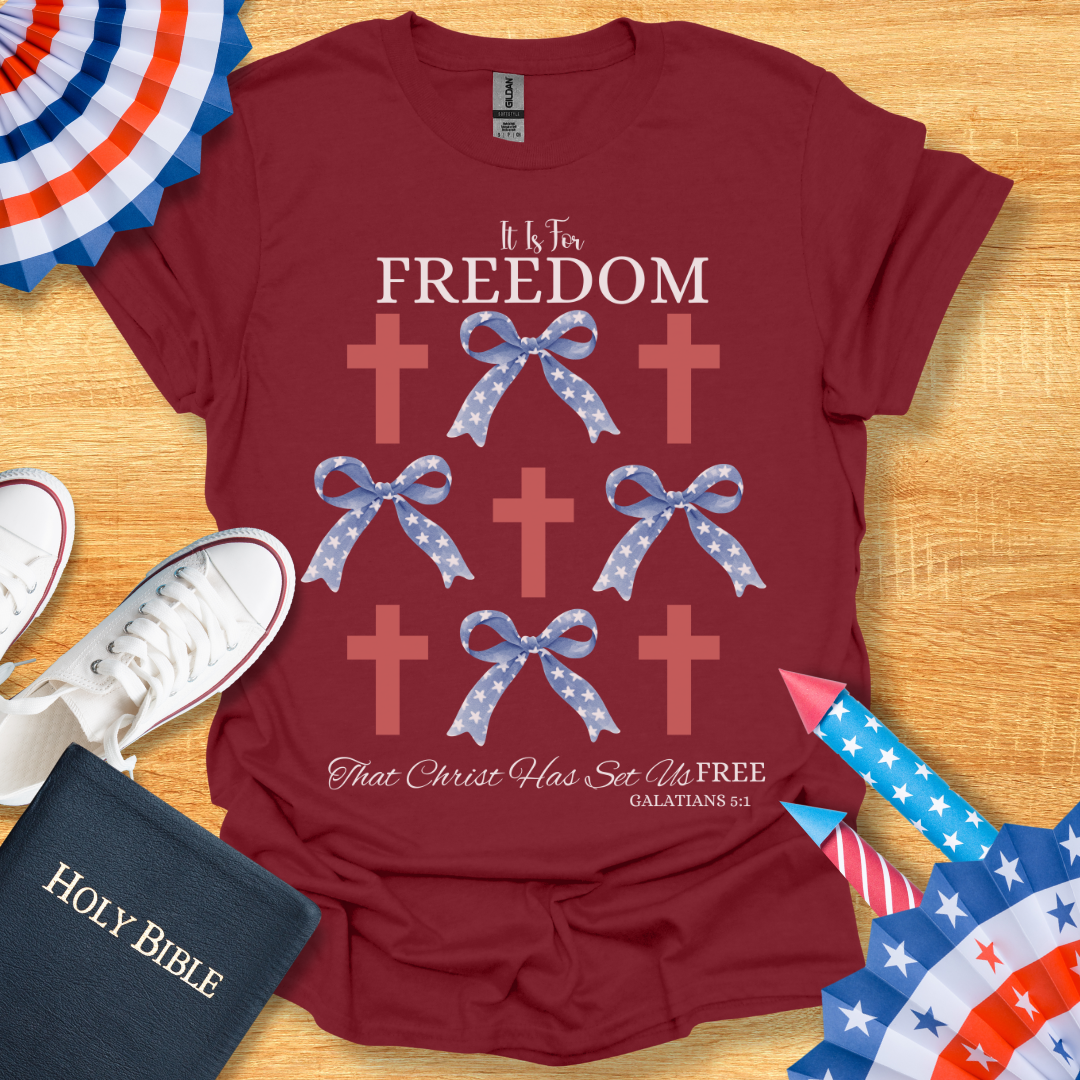 4TH Of July Freedom Bow Cross Patriotic T-Shirt