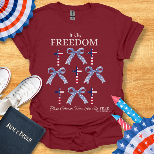 4TH Of July Freedom Bow Cross Patriotic T-Shirt