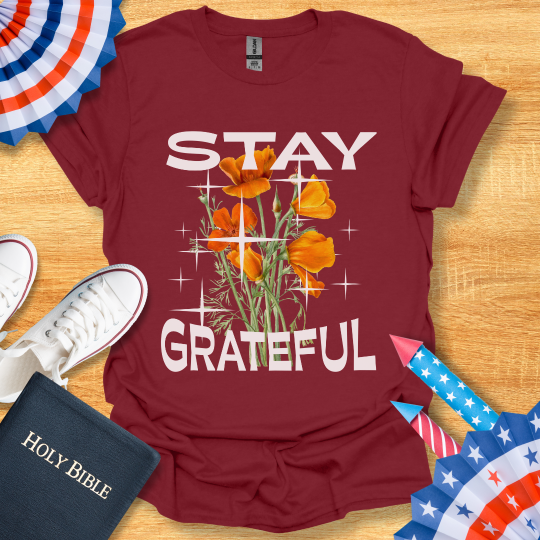 Stay Grateful Floral T-Shirt