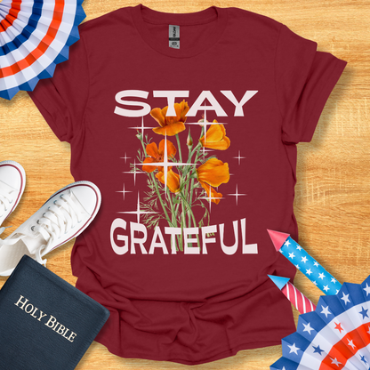 Stay Grateful Floral T-Shirt