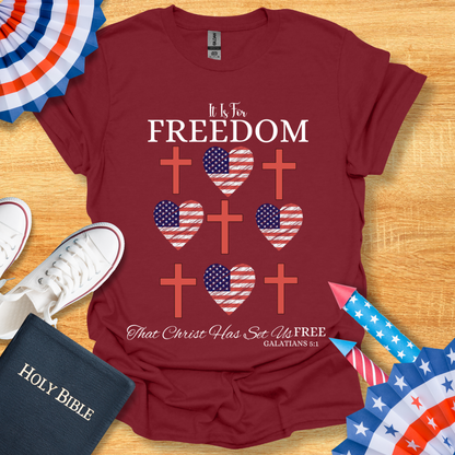 4TH Of July Freedom Bow Cross Heart Patriotic T-Shirt