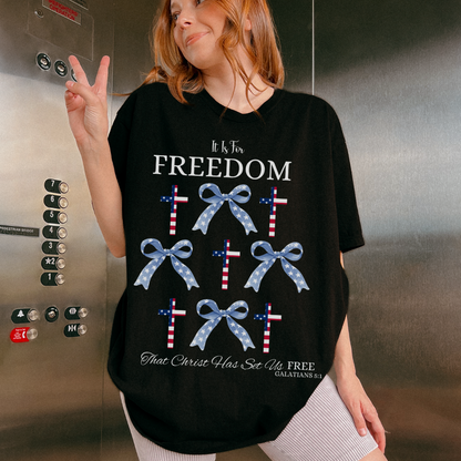 4TH Of July Freedom Bow Cross Patriotic T-Shirt