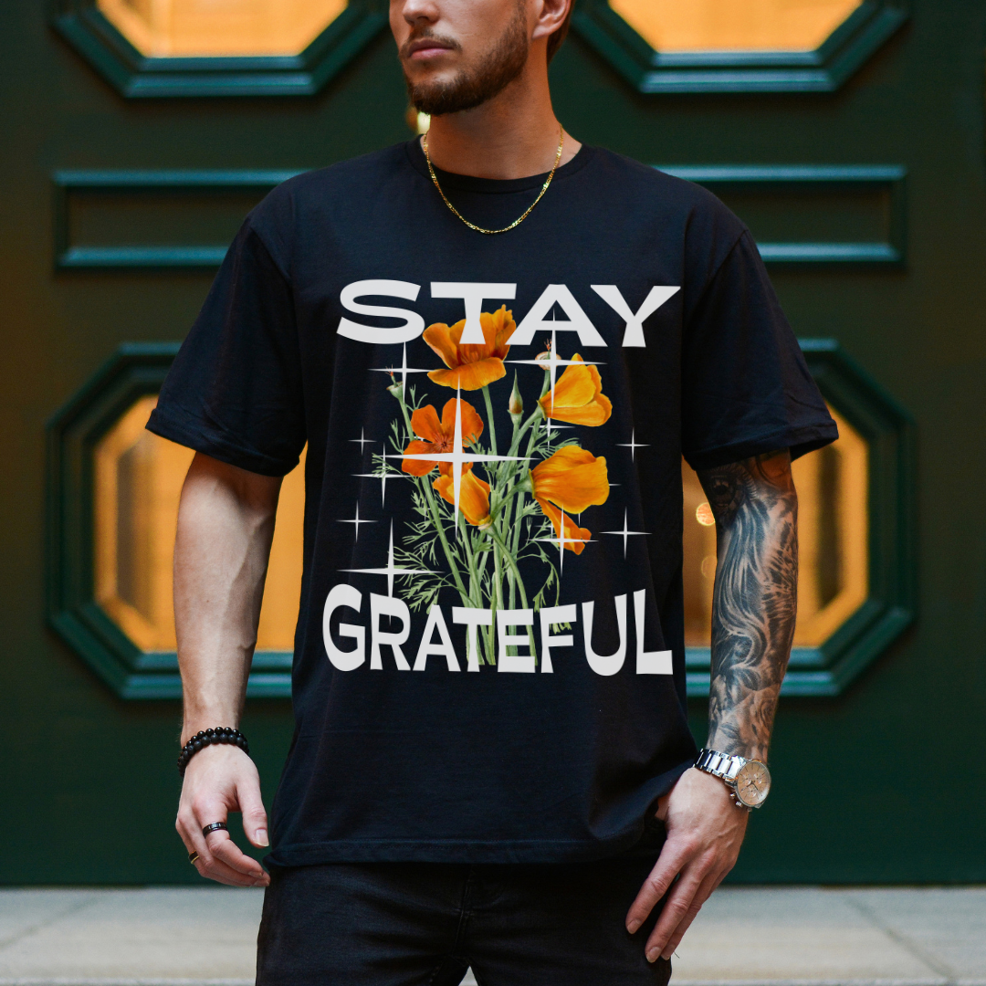 Stay Grateful Floral T-Shirt