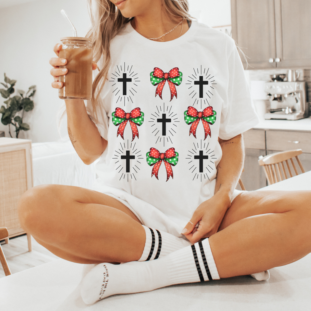 Christmas Bow Cross T-Shirt