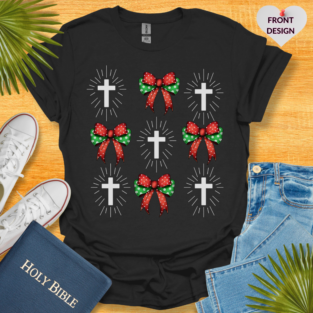 Christmas Bow Cross T-Shirt