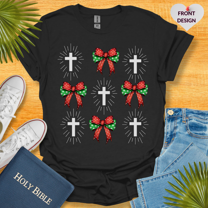 Christmas Bow Cross T-Shirt