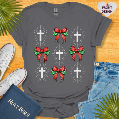 Christmas Bow Cross T-Shirt