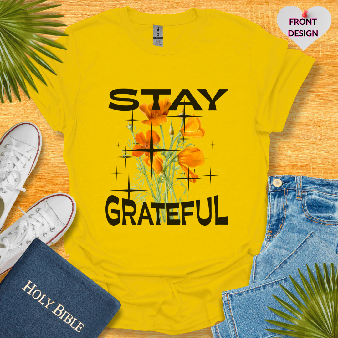 Stay Grateful Floral T-Shirt