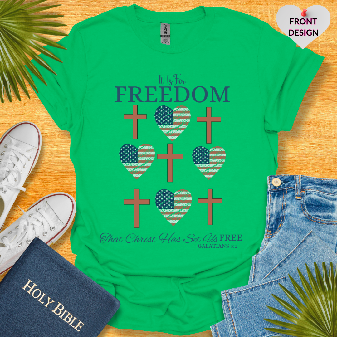 4TH Of July Freedom Bow Cross Heart Patriotic T-Shirt