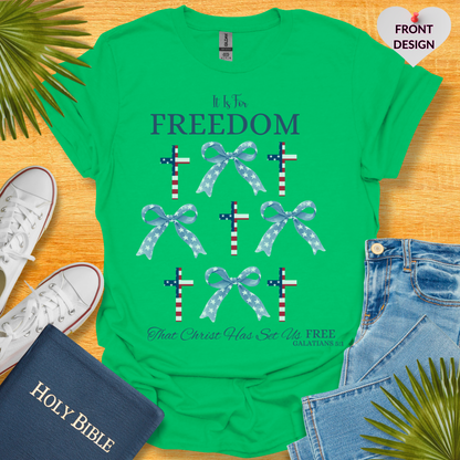 4TH Of July Freedom Bow Cross Patriotic T-Shirt