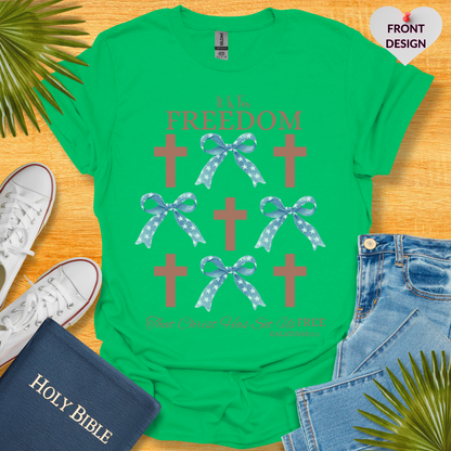 4TH Of July Freedom Bow Cross Patriotic T-Shirt