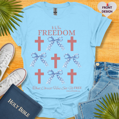 4TH Of July Freedom Bow Cross Patriotic T-Shirt