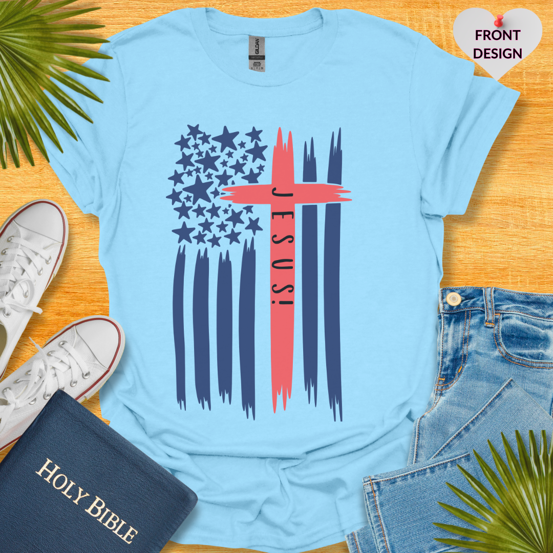 4TH Of July Jesus Flag Cross Patriotic T-Shirt