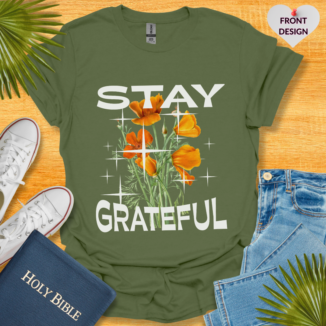 Stay Grateful Floral T-Shirt