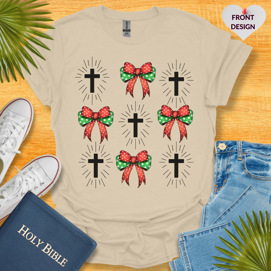 Christmas Bow Cross T-Shirt