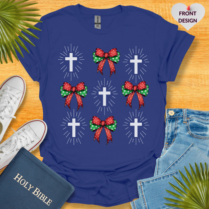 Christmas Bow Cross T-Shirt