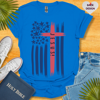 4TH Of July Jesus Flag Cross Patriotic T-Shirt