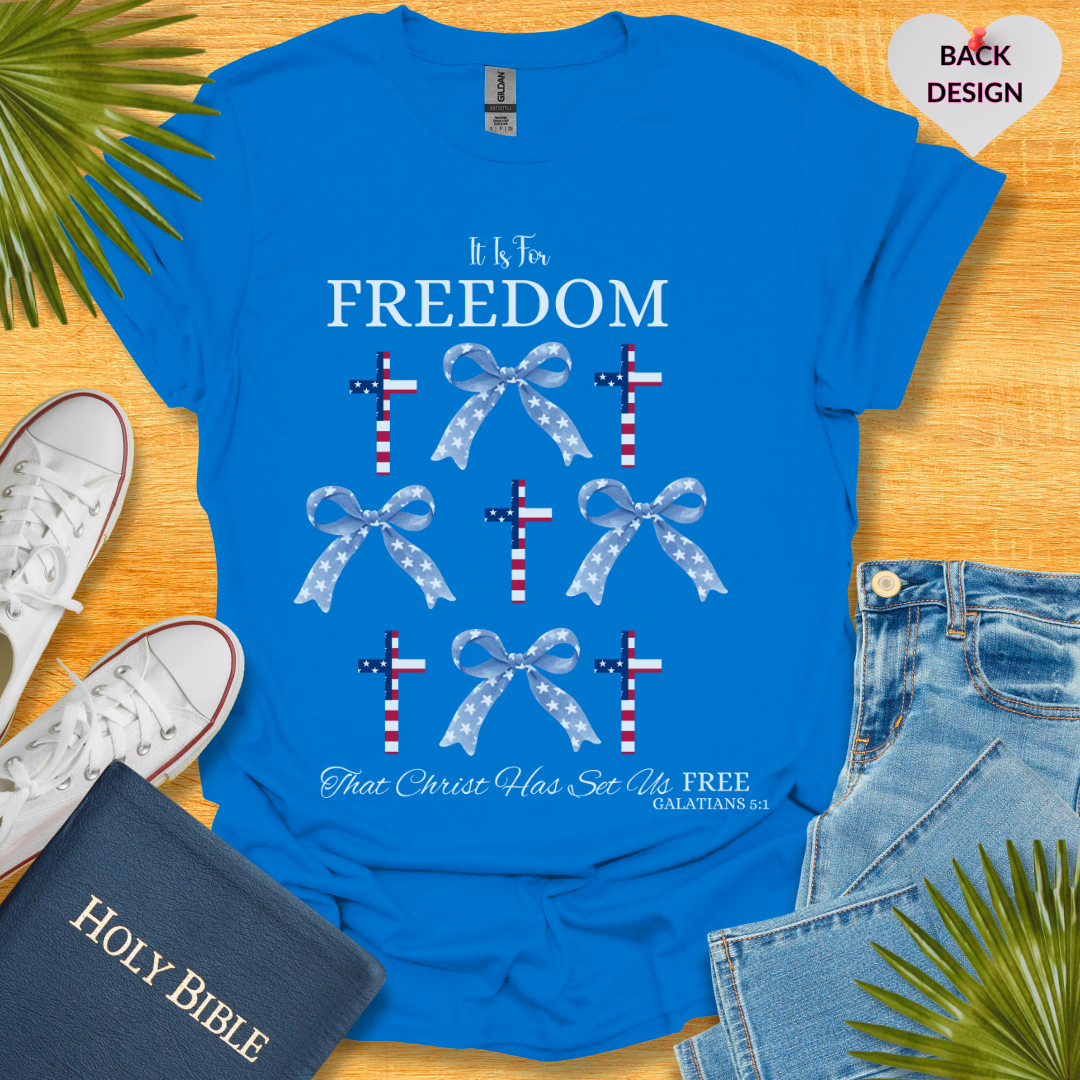 4TH Of July Freedom Bow Cross Patriotic T-Shirt