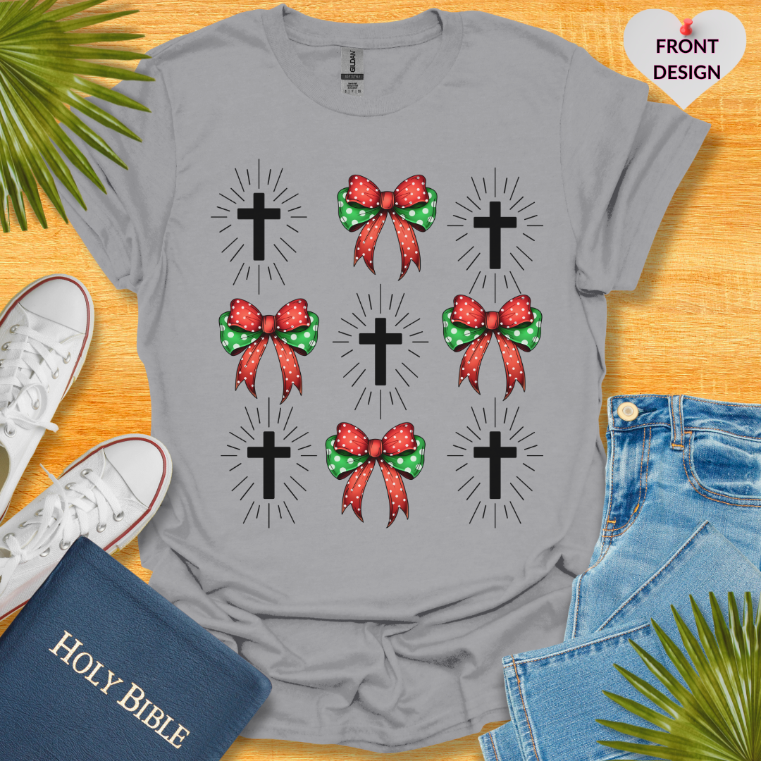 Christmas Bow Cross T-Shirt