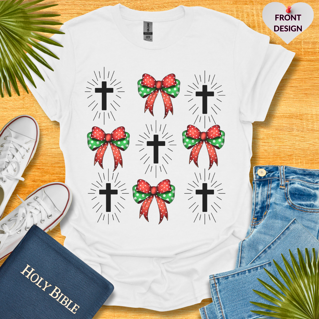 Christmas Bow Cross T-Shirt